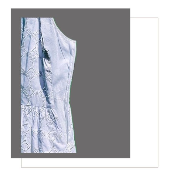 White Eyelet Fit-and-Flare Dress with Pockets - Picture 4 of 5